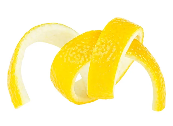 Lemon Twist Isolated White Background Zest Fresh Lemon Fruit — 스톡 사진