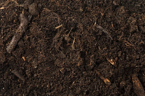 Latar Belakang Tekstur Tanah Subur Tampilan Atas Berkebun Atau Menanam — Stok Foto