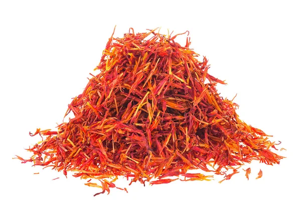 Pile Dried Saffron Spice Isolated White Background — Foto Stock