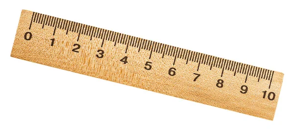 Retro Wooden Ruler Measuring Ruler Isolated White Background — Zdjęcie stockowe