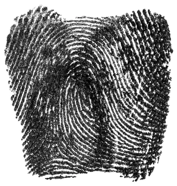 Black Ink Fingerprint Isolated White Background Real Fingerprint Top View — Stock Photo, Image