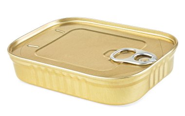 Beyaz arka planda izole edilmiş konserveler. Balık konservesi.