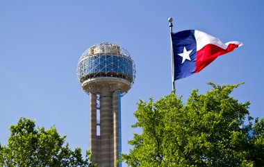 Reunion tower dallas Texas bahar sabah güneşin doğuşunu üzerinde bir