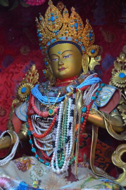 Nepal, bir tapınak kompleksi baudnath Kathmandu manastırları Buda heykeli.