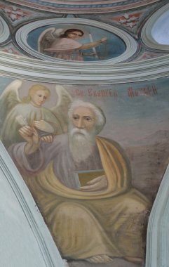 kaga beloretsk, Başkurdistan, 19 yüzyıl köyünde yıkılan nikolsky tapınağın freskler