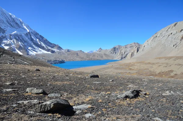 Tilicho bergmeer in nepal, 4920 meter boven zeeniveau. — Stockfoto