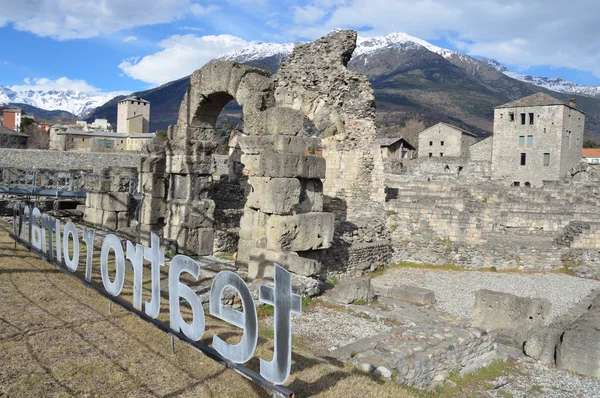 Italy, Aosta, Romano theatre — стоковое фото