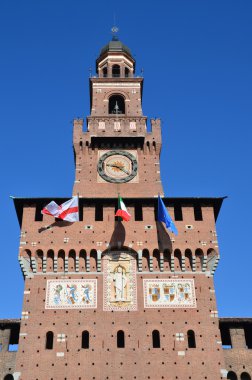 İtalya, Milano 'daki Sforzesco Kalesi.