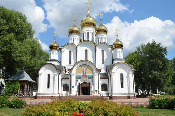 Nicolsky 大教堂在 nicolsky 修道院中的俄罗斯佩 zalessky，金色圆环. — 图库照片