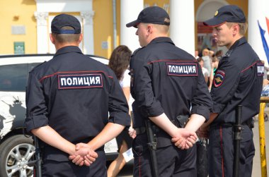 Kostroma, Rusya, Ağustos, 10, 2013. Polis memurları kamu düzeninin korunması