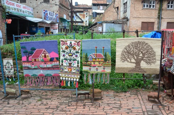 Бхактапур Непал Сентября 2013 Года Никто Продажа Ковриками Площади Дурбар — стоковое фото