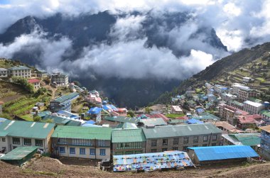 Nepal, village Namche Bazar in Himalayas clipart