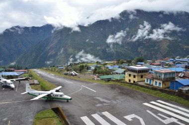 Lukla, Nepal, October, 26, 2013. Airport in the mountains, Lukla clipart