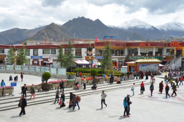 Ancient square in Lhasa, Tibet clipart
