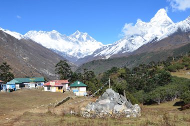 Nepal, Himalayalar, köy tyangboche, ama dablam everest Dağı, lhotse, Peaks views