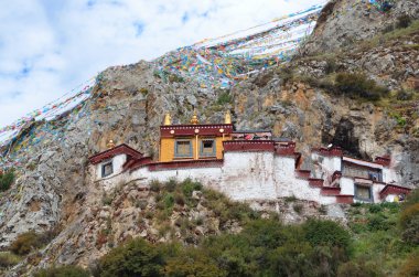 Tibet, the Himalayas, monastery Drag Verpa in the caves. clipart