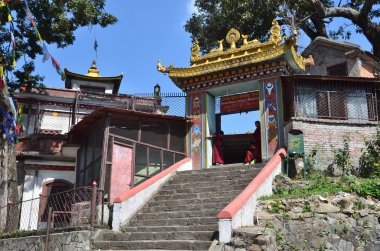 Nepal, khatmandu, svayambunath Tepesi'nde antik Manastırı