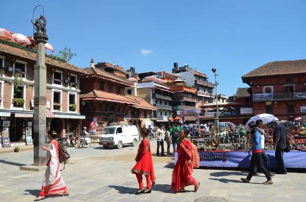 Nepal, Patan, Octoder, 09, 2013, La gente è per strada nel centro storico — Foto Stock