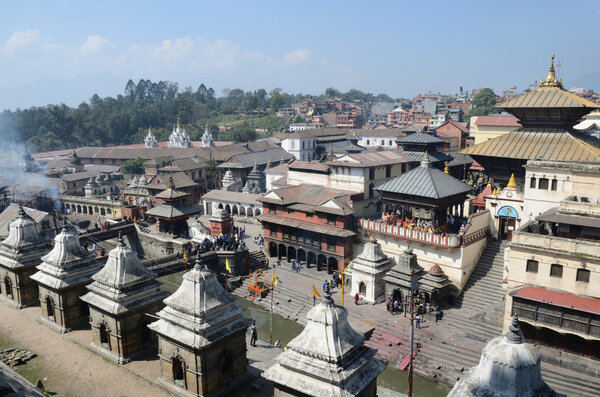 Kathmandu, Nepal, Pashupatinath, cremation of the dead on the banks of the sacred Bagmati River