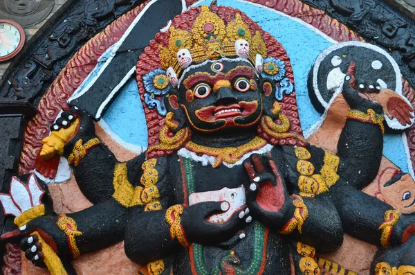 Nepal, Kathmandu, bas-relief Kala Bhairava at the Darbar square — Stock Photo, Image