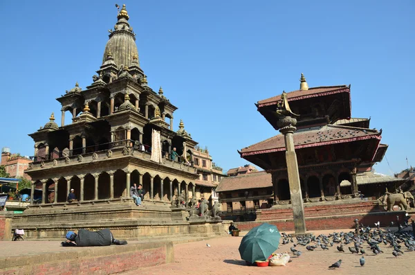 Nepal, patan, sten tempel av krishna mandir på durbar square — Stockfoto