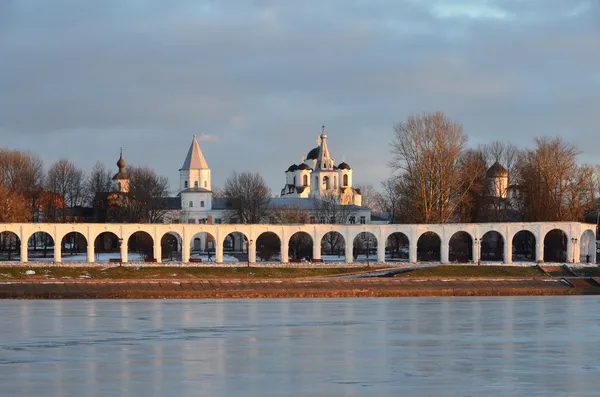 Veliky Novgorod, Yaroslav's Court in winter — Stock Photo, Image