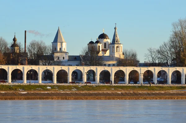 Veliky Novgorod, Yaroslav's Court in winter — Stock Photo, Image