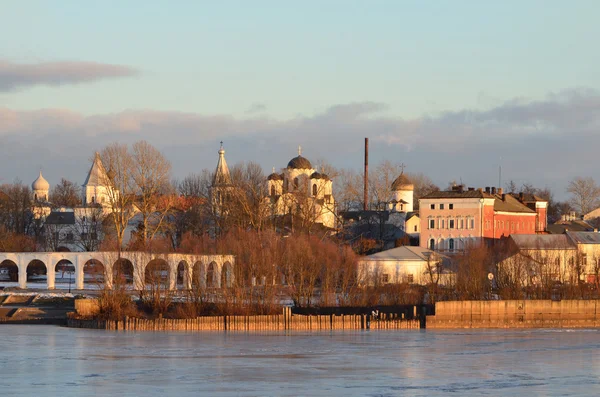 Veliky novgorod, yaroslav's court i vinter — Stockfoto