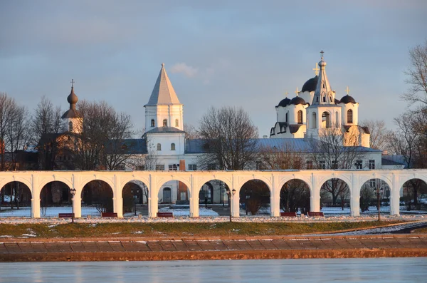 Novgorod, Yaroslav's Court in winter — Stock Photo, Image