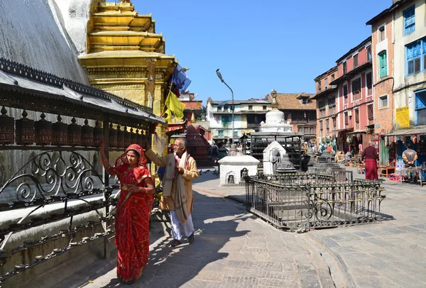 尼泊尔，加德满都，猴庙佛教复杂 （猴子山) — 图库照片