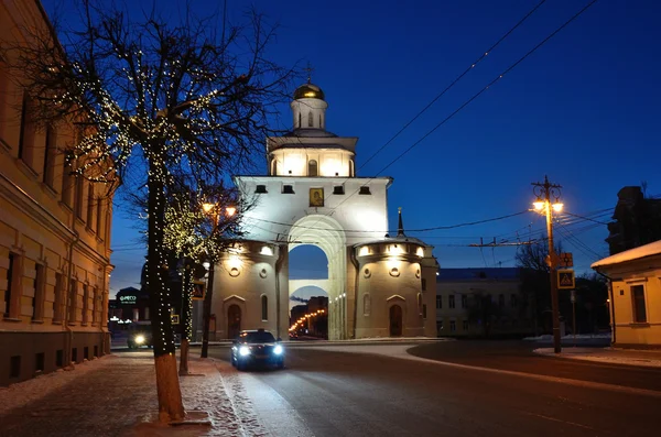 Vladimir, golden gate på natten, golden ring av Ryssland — Stockfoto