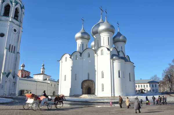 Russia, cattedrale di Sophiysky a Vologda Cremlino all'inizio della primavera — Foto Stock