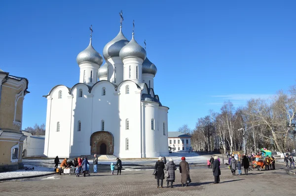 Russia, cattedrale di Sophiysky a Vologda Cremlino all'inizio della primavera — Foto Stock