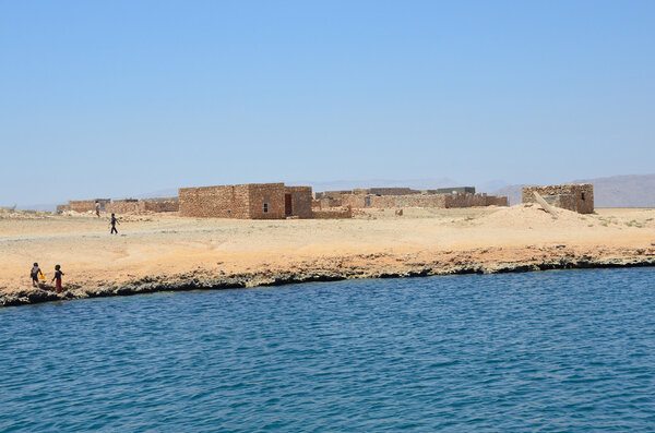 Yemen, Socotra, a village on the shore of the blue lake