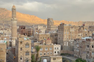 Yemen, sana'a, gün batımında tarihi kent