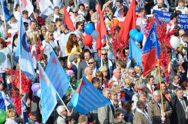 Mayıs günü gösteri yıl 2014 yılında Moskova'da, Kızıl Meydan