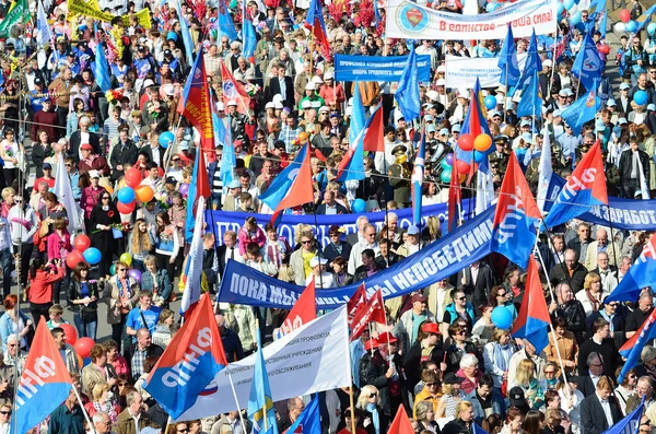 May day demonstration in Red square in Moscow, the year 2014 — Stock Photo, Image