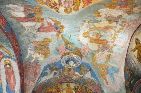 Fragment of a frescos in Spaso-Preobrazhensky Cathedral of the Transfiguration of Novospasskoye monastery in Moscow — Stock Photo, Image