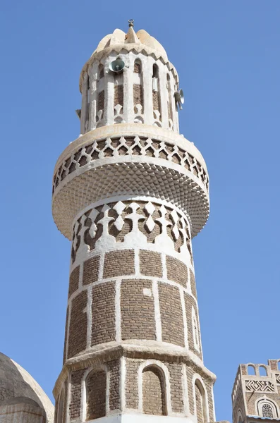 Jemen, minaret mecate Talkham v Sana — Stock fotografie