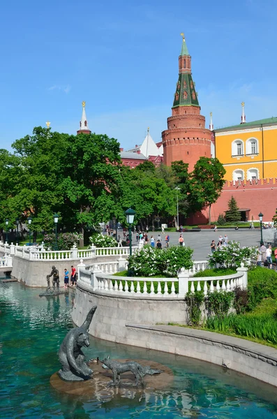 Moscow kremlin, fountains in Alexandrovsky park — Stock Photo, Image