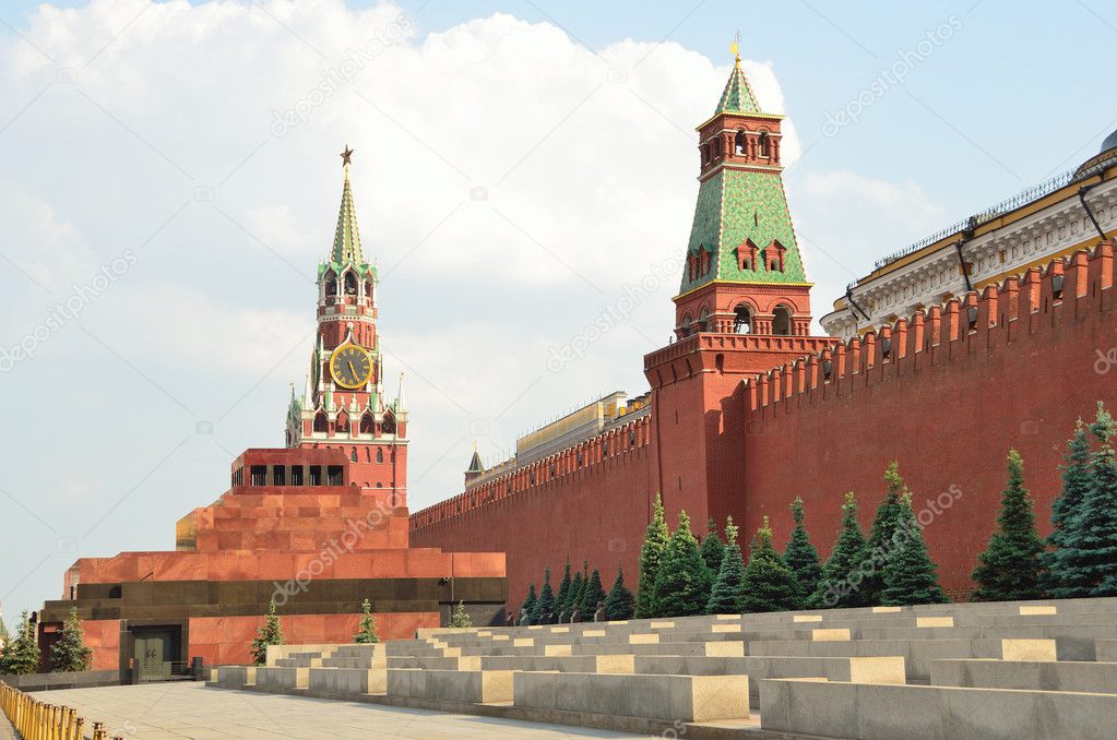 Moscow, Red square, Lenin's mausoleum and Spasskaya tower