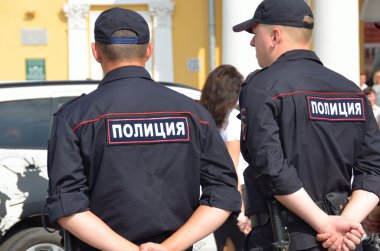Kostroma, Rusya, Ağustos, 10, 2013. Polis memurları kamu düzeninin korunması