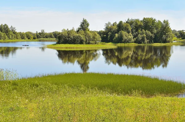 Rusko, Vologodská oblast, jezero borodaevskoye v létě — Stock fotografie