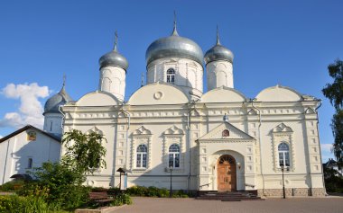 Rusya, 07 Temmuz 2014. Rus sahne: Kimse, Novgorod Zverin-Pokrovsky manastırda Pokrovsky Katedrali