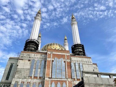 Ufa, Bashkortostan Cumhuriyeti, Rusya, 17 Ekim 2021: Ar-Rahim Camii Ufa 'da yapım aşamasında. Bashkortostan Cumhuriyeti