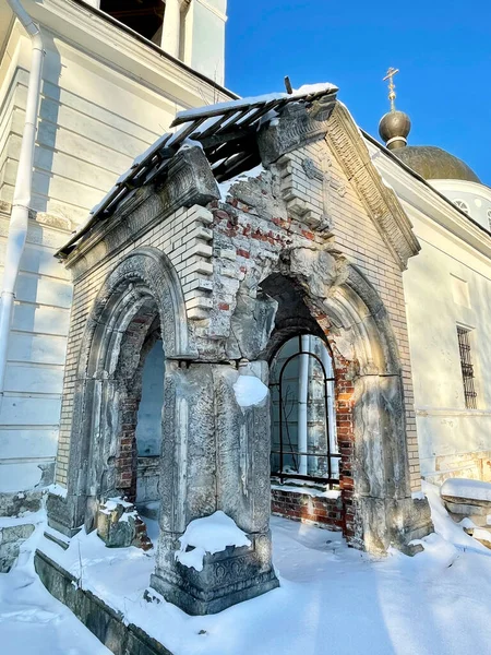 Старый Вход Покровский Храм Зимой Россия Московская Область Рузский Район — стоковое фото