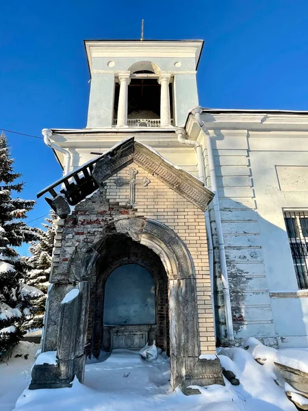 Der Alte Eingang Zur Fürbittskirche Winter Russland Gebiet Moskau Bezirk — Stockfoto