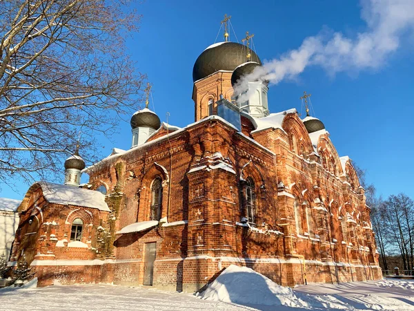 Vvedenskoye ポクロフ ウラジミール地方 ロシア 2021 最も神聖なテオトコス教会への導入の大聖堂 冬のヴェデンスカヤ島の女性の砂漠 — ストック写真