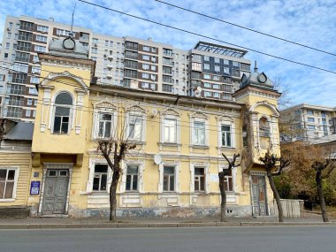 Ufa, Bashkortostan Cumhuriyeti, Rusya, 17 Ekim 2021: Chizheva 'nın evi, 20. yüzyılın başlangıcı. Ufa, Ekim Devrimi Sokağı, 17, Bashkortostan Cumhuriyeti