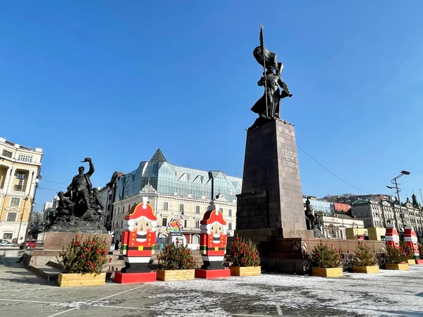 Vladivostok Rusia Enero 2022 Rusia Vladivostok Plaza Los Combatientes Revolución —  Fotos de Stock